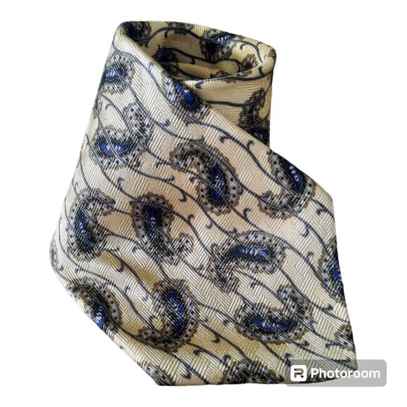 Bill Blass Black Label 4” 100% Silk Paisley And Vine Tie Necktie - Picture 1 of 3